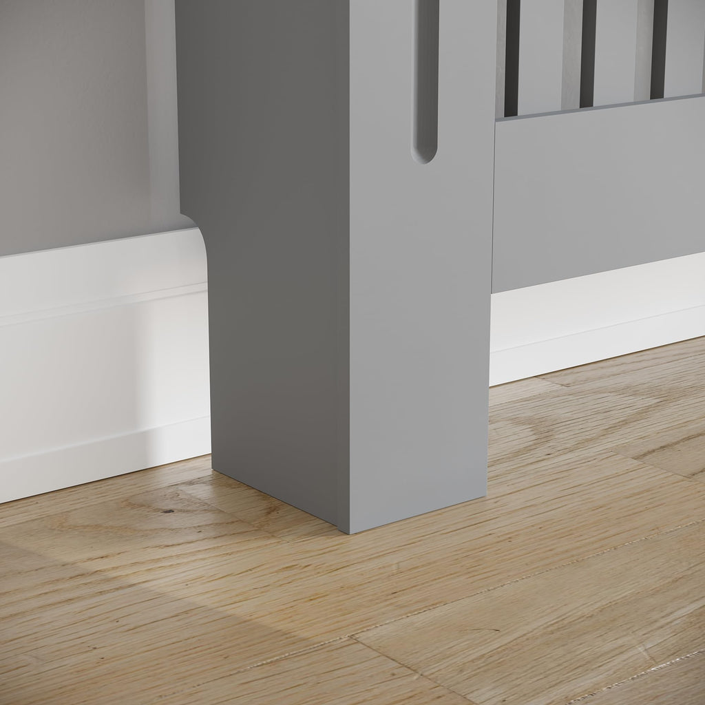 Vida Designs Chelsea Radiator Cover White - Medium - Modern Vertical Slat Design For Optimal Heat Circulation - H82xW111xD19cm - Painted MDF Cabinet Ideal For Living Room & Hallway