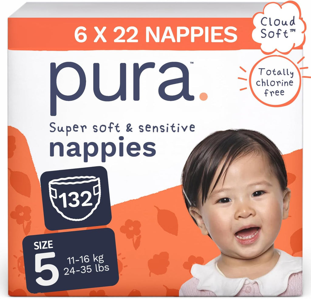 Pura Nappy Size 5 (11–16kg) 132 Count Sensitive Skin