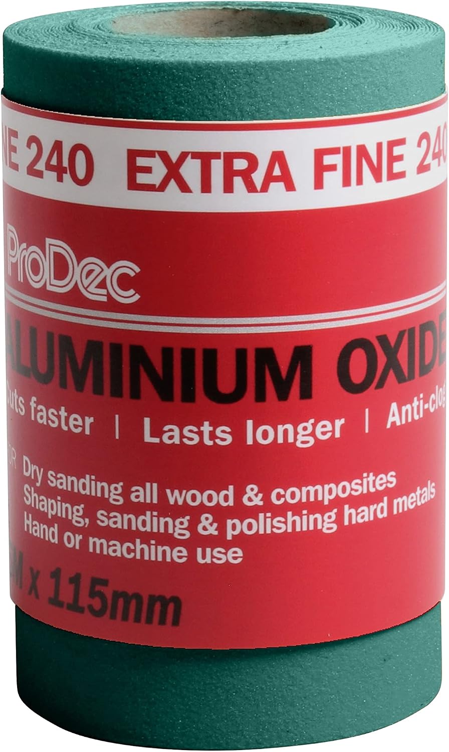 ProDec 5m Roll 240 Grit Extra Fine Grade Green Aluminium Oxide Abrasive