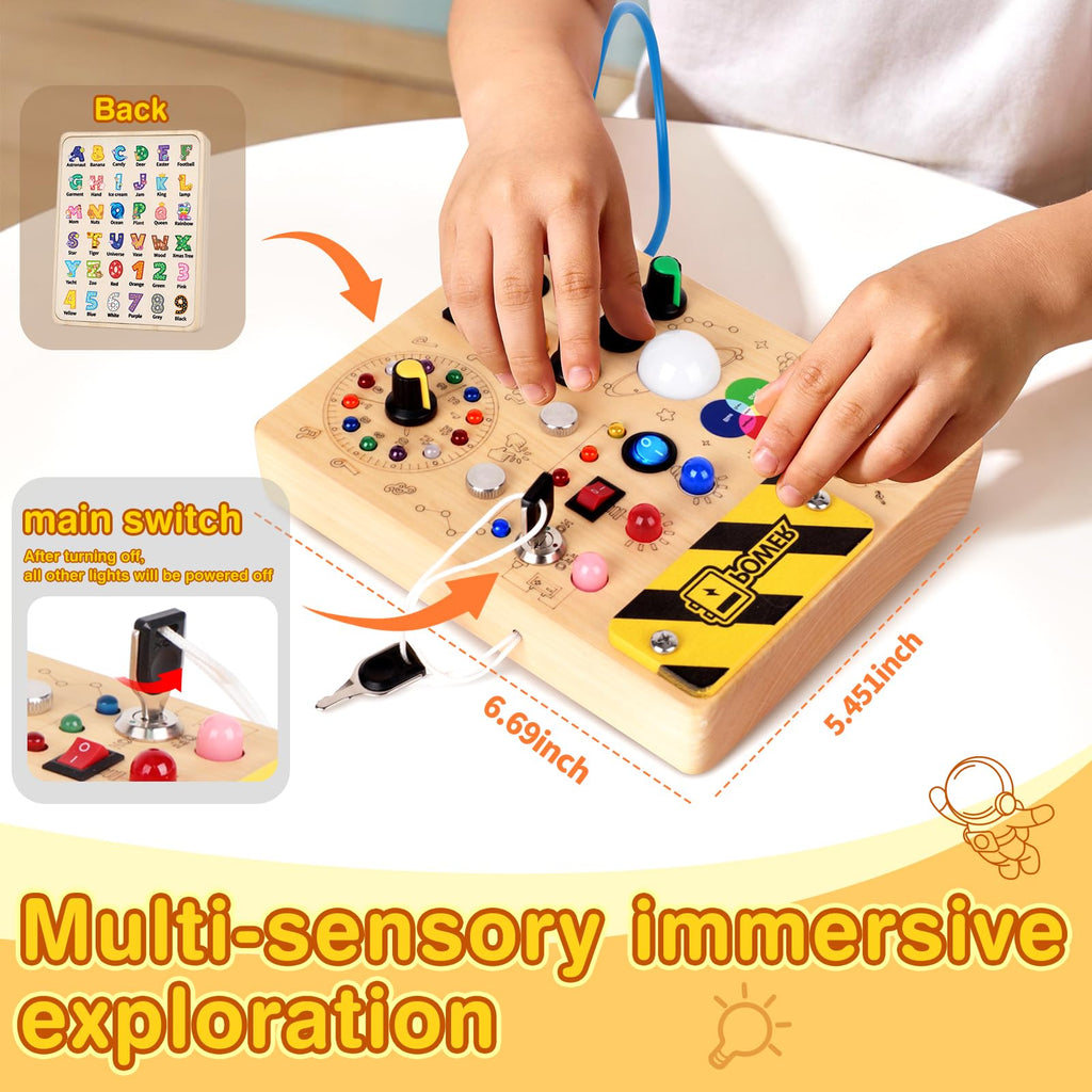 Grarain Busy Board for Toddlers - Montessori Educational Toy for 1-3 Year Old Boys & Girls | Travel-Friendly Sensory Learning Activity | Ideal for Kids with Autism(Busy Board v2)