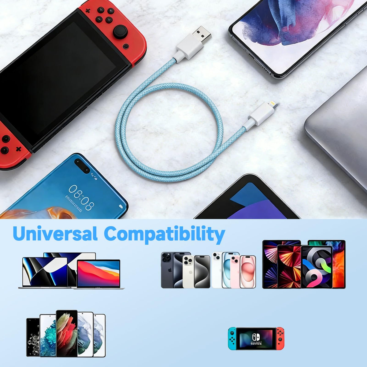 2Pack 1M iPhone Charger Cable[Apple MFi Certified] USB to Lightning Cable