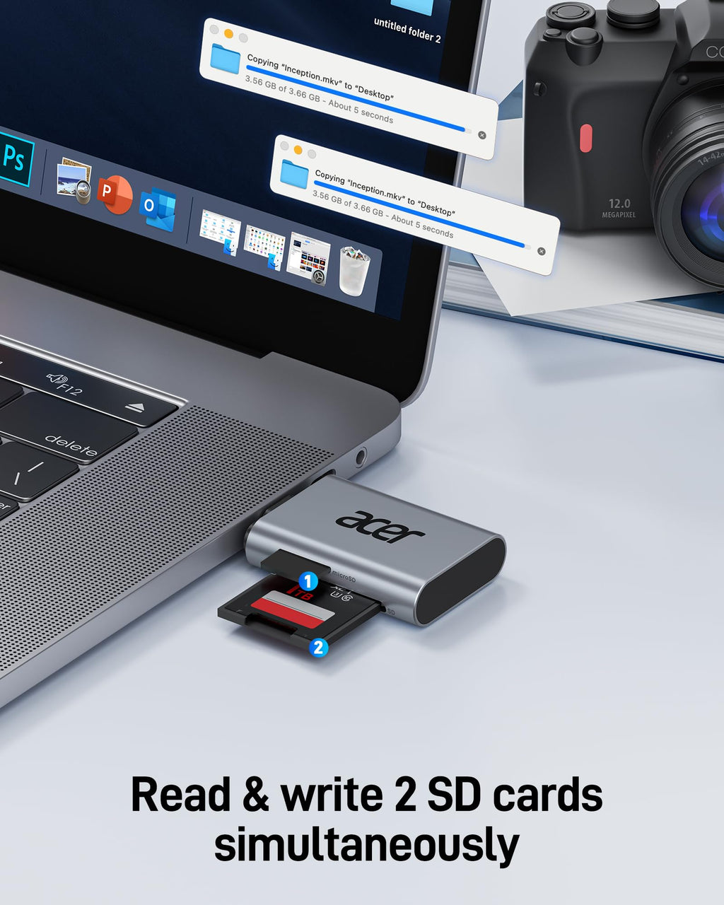 Acer SD Card Reader, USB C & USB 3.0 Memory Card Reader Adapter