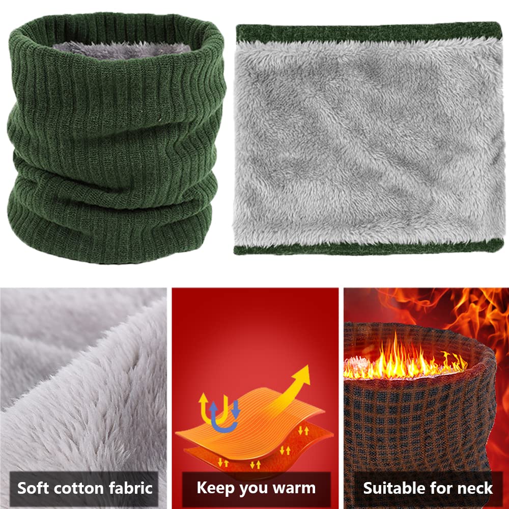 ehsbuy Fleece Neck Warmer Thermal Snoods Unisex Thick Winter Cold Weather Knitted Circle Scarf for Cycling Motocycle Sports