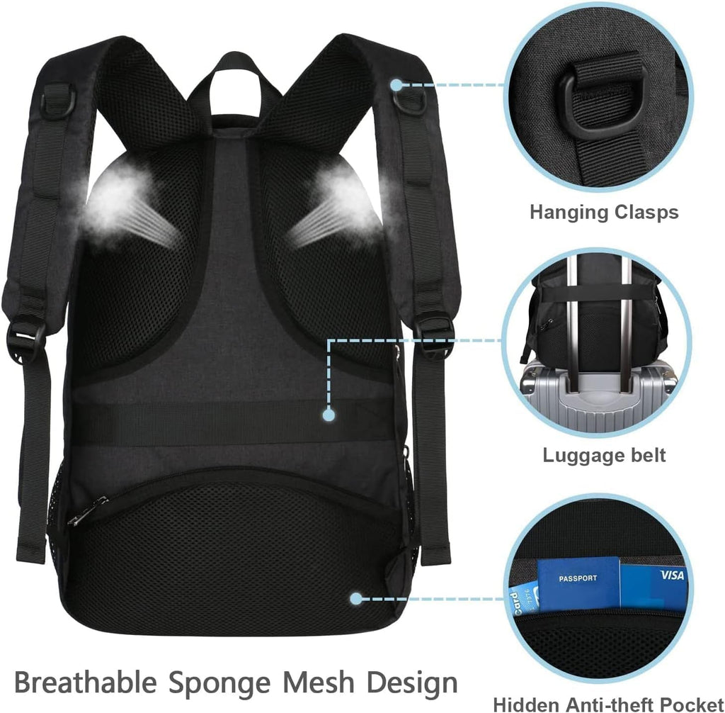 MATEIN Travel Laptop Backpack, Work Bag Lightweight Laptop Bag, Black Blue