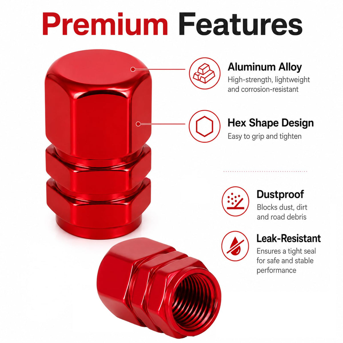 Aluminum Tire Valve Caps,8 Pcs Dustproof Stem Covers