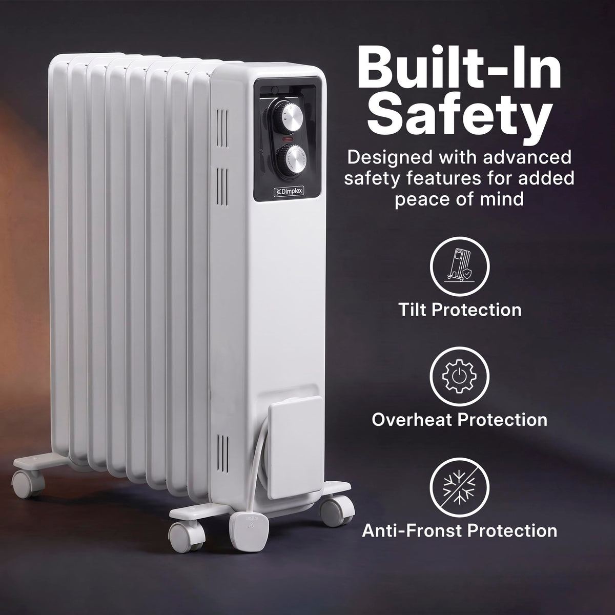 Dimplex ECR20TIE Oil Free Portable Radiator, 2kW Electric Heater, Timer