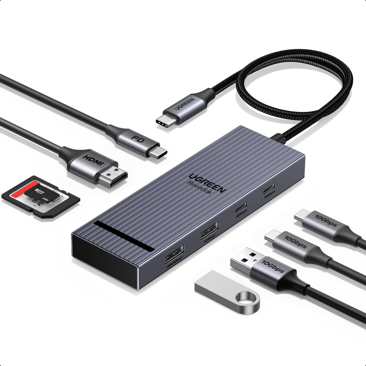UGREEN USB C Hub, 9 in 1 Ethernet Adapter 4K@60Hz HDMI Docking Station