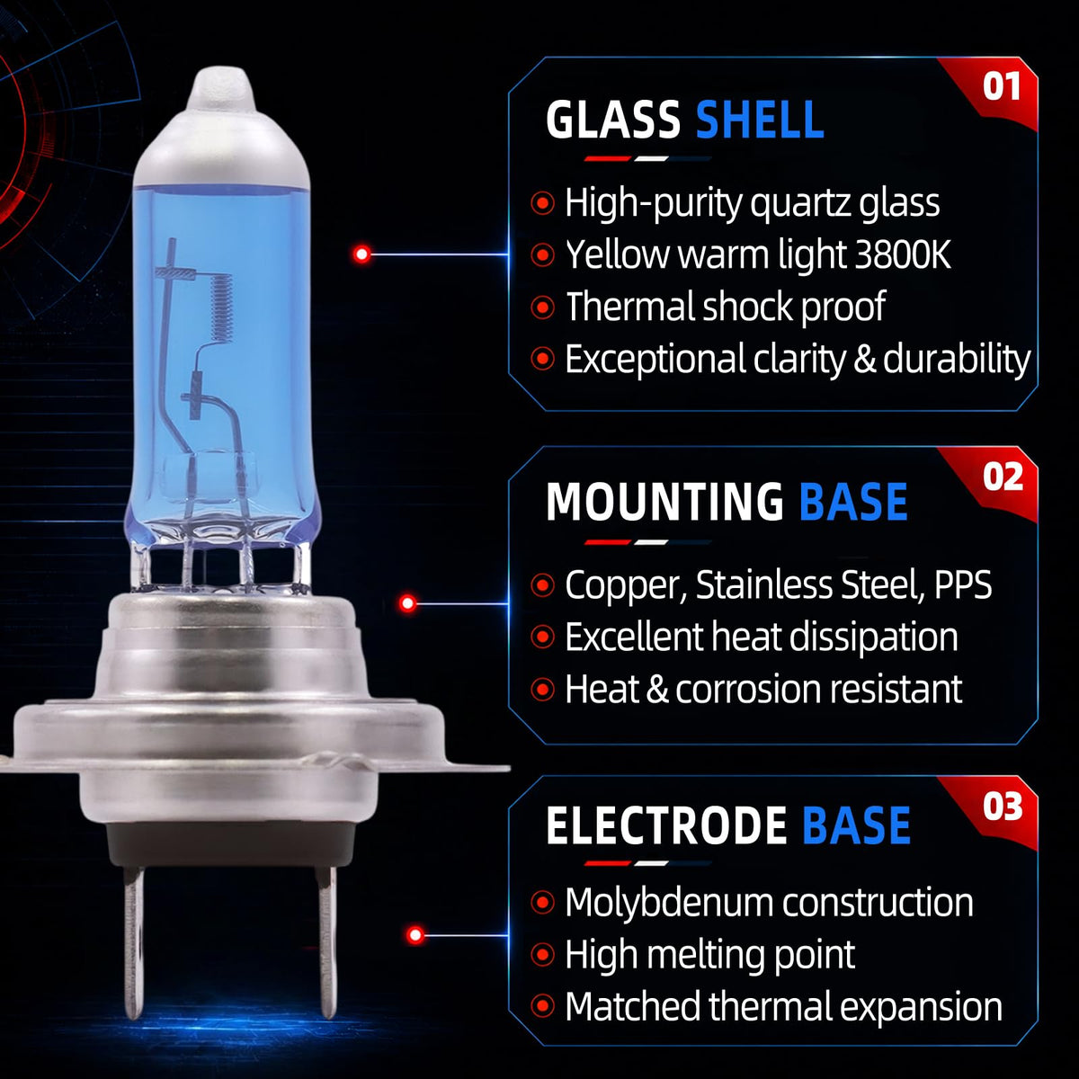 Sinoparcel H15 Headlight Bulb, OEM Replacement, Standard 3200K Warm White