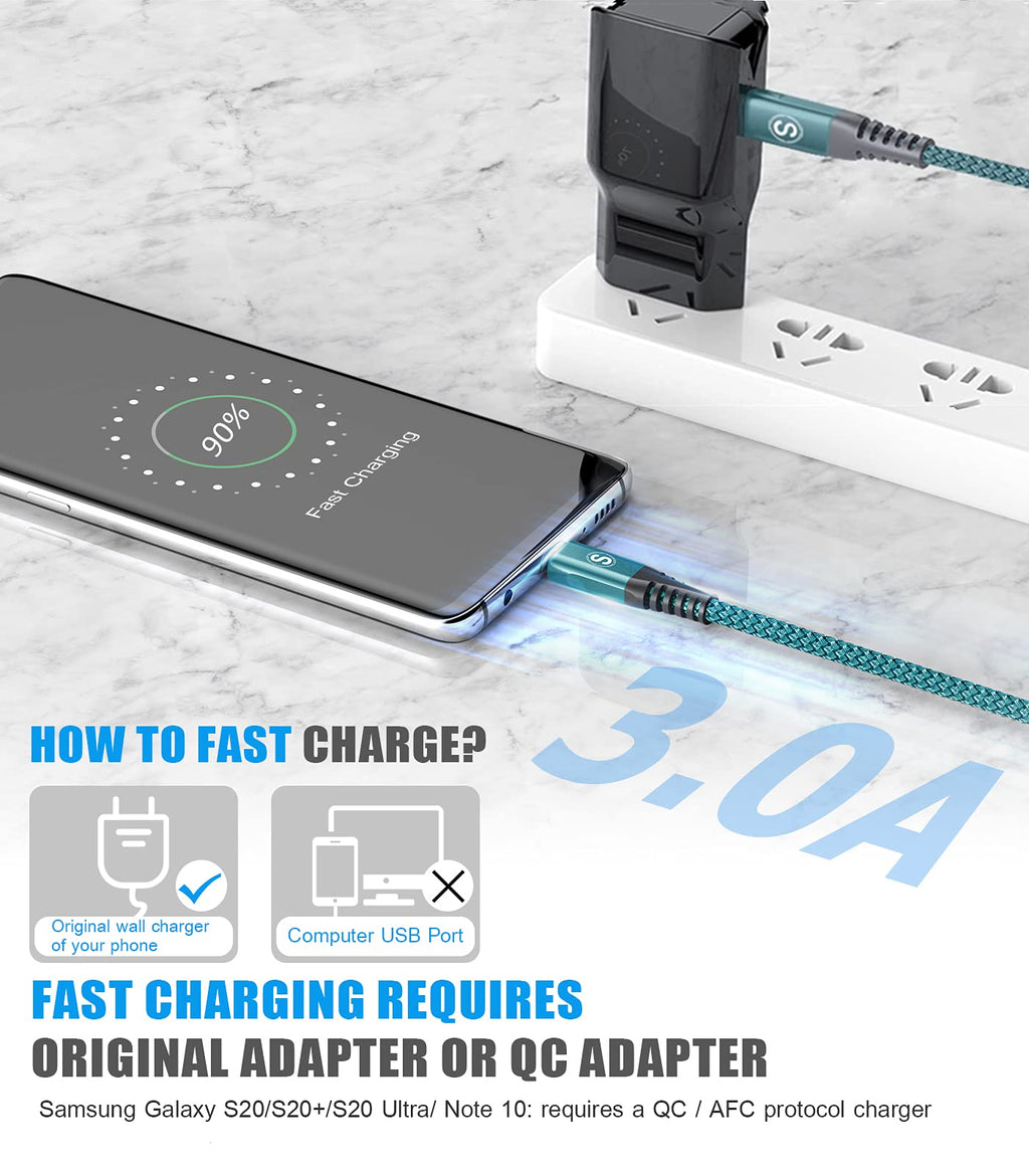 2-Pack 3m 60W USB C to USB C Charger Cable, PD Type C Super Fast Charging for iPhone 16 15 MacBook iPad Pro, Samsung Flip Fold 7 6 5 S25 S24 S23 Ultra, Steam Deck, Nintendo Switch etc