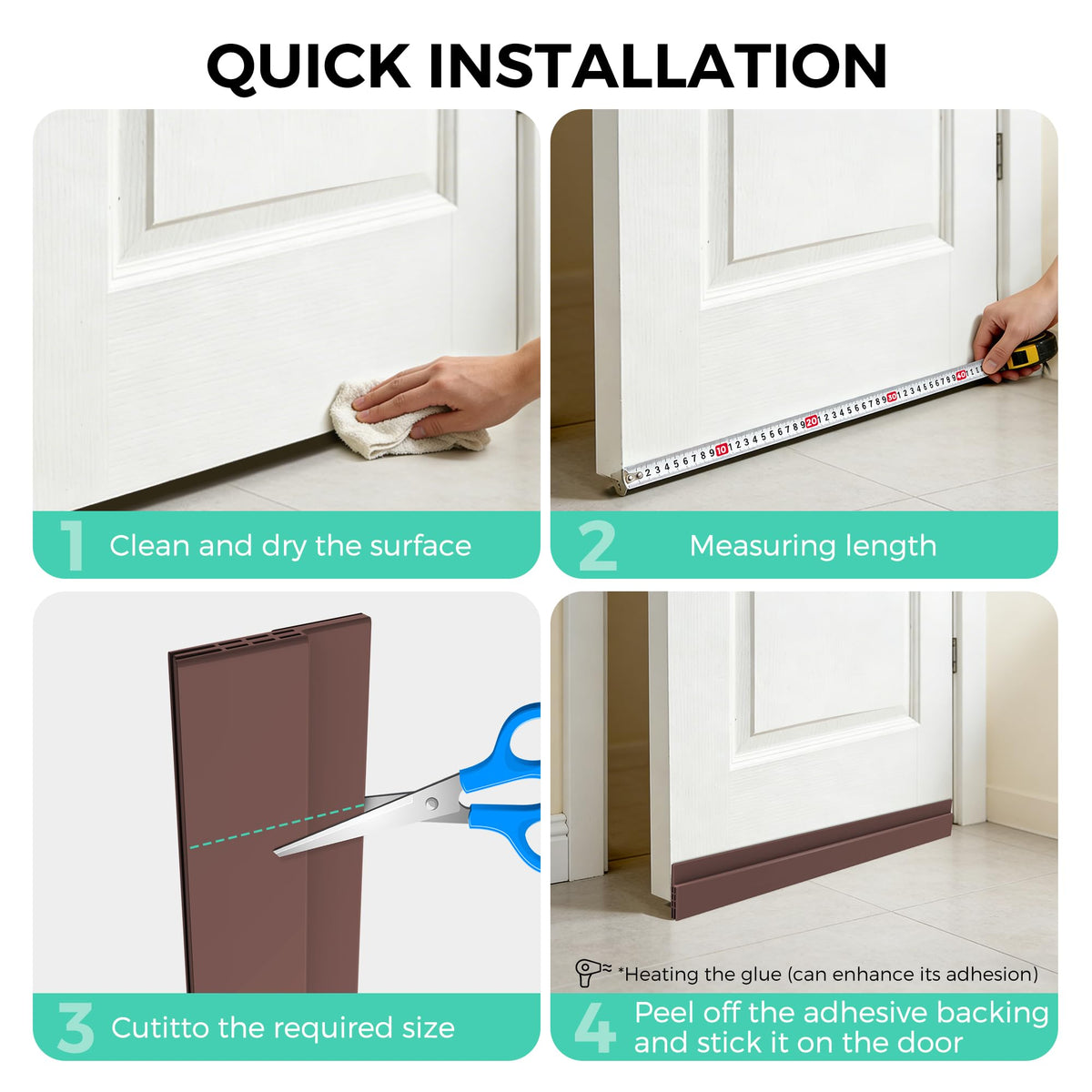 Hojoy Draft Excluder for Doors, Self Adhesive Door Draft Excluder 2 Pack