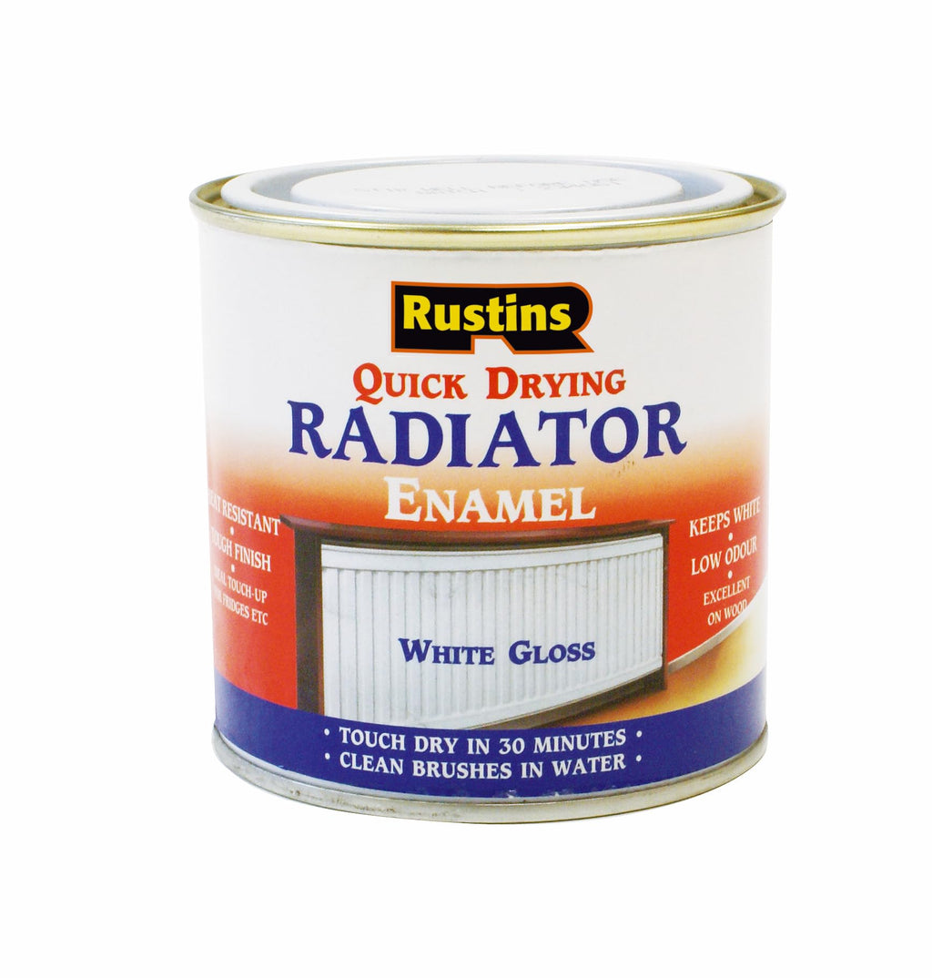 RUSTINS Quick Drying Radiator Enamel Satin - Black 250ml – Durable, Long-Lasting Finish for Radiators That Stands the Test of Time