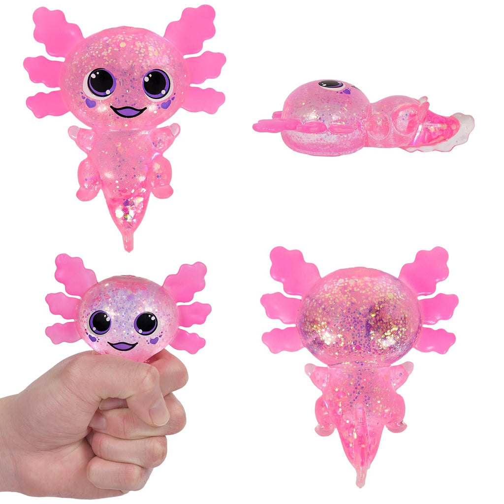 Axolotl Squishy Stress Relief Toy Glitter Fidget Toys Cute Malt Sugar Axolotl Toy Fidget Toys for Kids Youth Adult, Party Favors Anxiety Relief Squishy Toys(Blue)