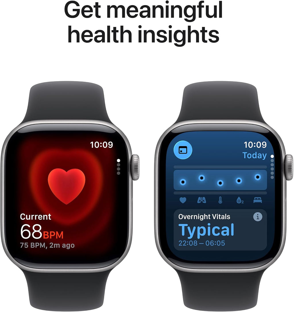 Apple Watch Series 11 GPS 42mm Smartwatch with Space Grey Aluminium Case with Black Sport Band S/M. Sleep Score, Fitness Tracker, Health Monitoring, Always-On Display, Water Resistant