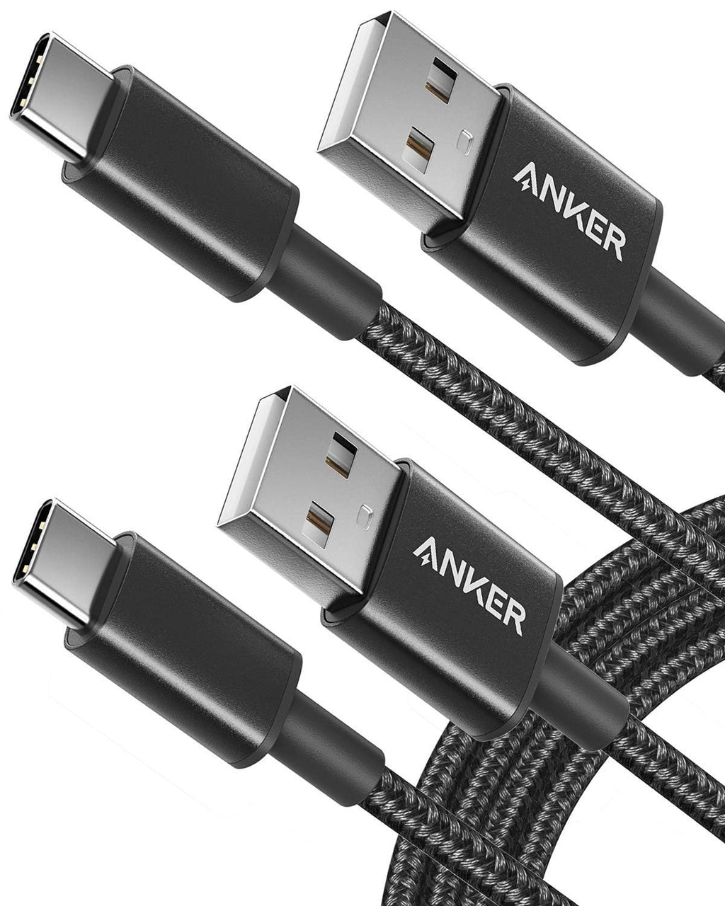 Anker USB C Charger Cable, 2-Pack 6 ft (1.8 m) USB to USB C Cable, USB A to USB C Braided Phone Charger Cable for iPhone 17/16/15, iPad Pro, Samsung Galaxy, and More(Black)