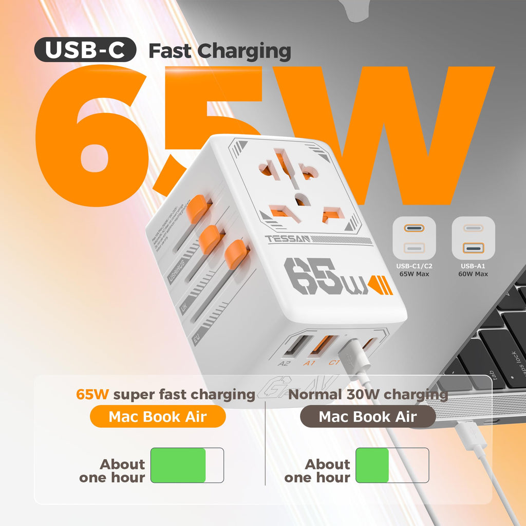TESSAN Universal Travel Adapter Worldwide with 2 USB C for EU USA AU