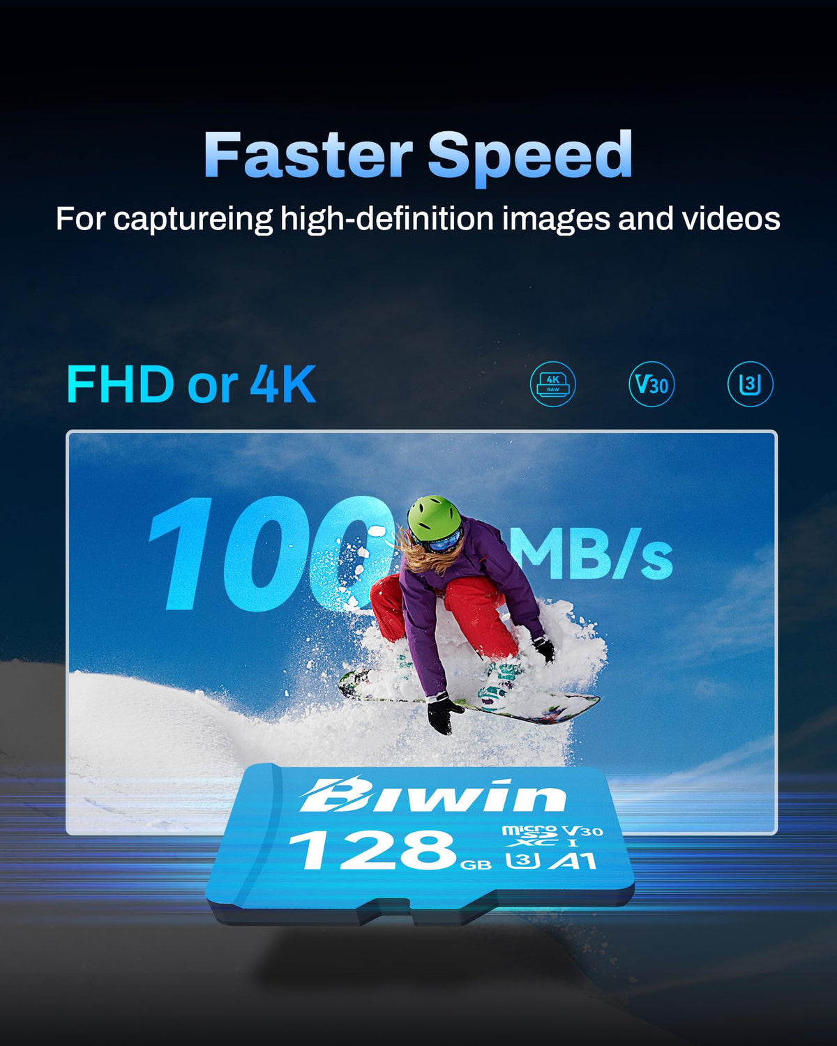 Biwin MS210 Micro SDXC SD Memory Card 512GB, Up to 210 MB/s, UHS-I V30 4K UHD A2 U3 SD Card for Digital Camera, Smartphones, Action Cams, Drones