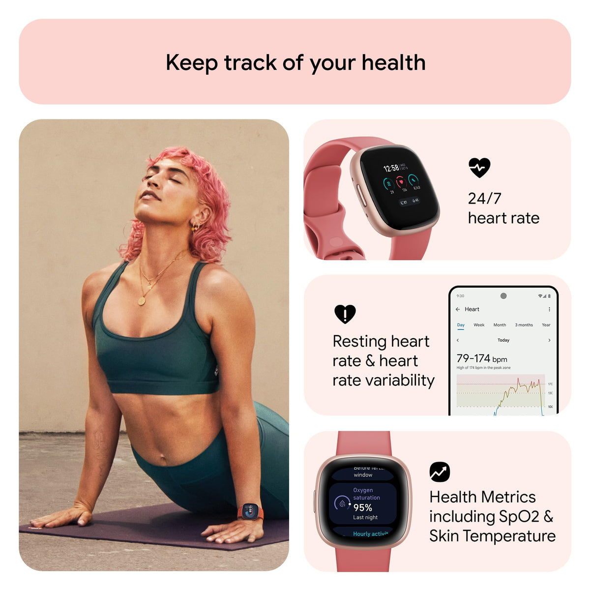 Google Fitbit Versa 4 Fitness Smartwatch with built-in GPS and up to 6 days battery life - compatible with iOS 15 or higher & Android OS 9.0 or higher, Waterfall Blue/Platinum