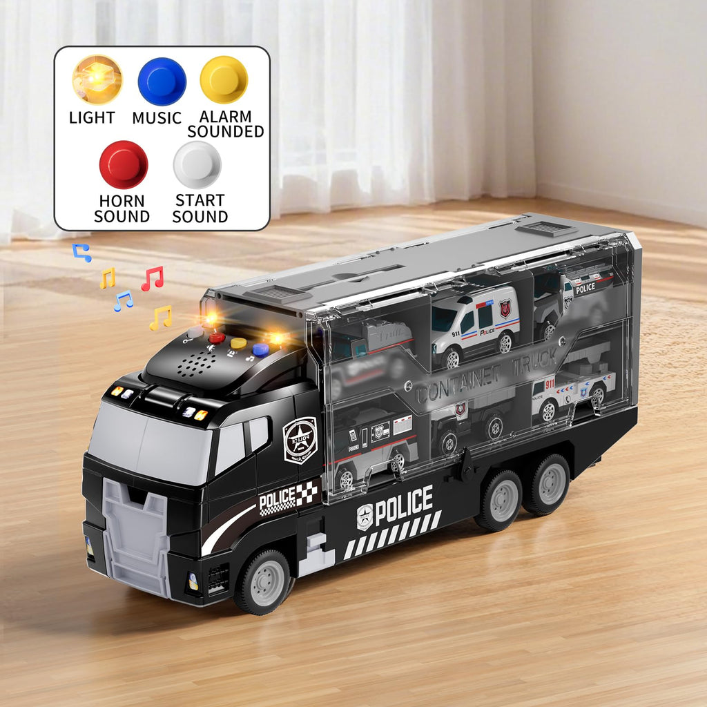 NIPLOOOW Kids Boys Construction Truck Vehicle Toy Set with Play Mat and Die-Cast Toy Car, Transport Carrier Truck for Kids 3-5, Birthday Gifts Toys for 3-8 Year Old Boys