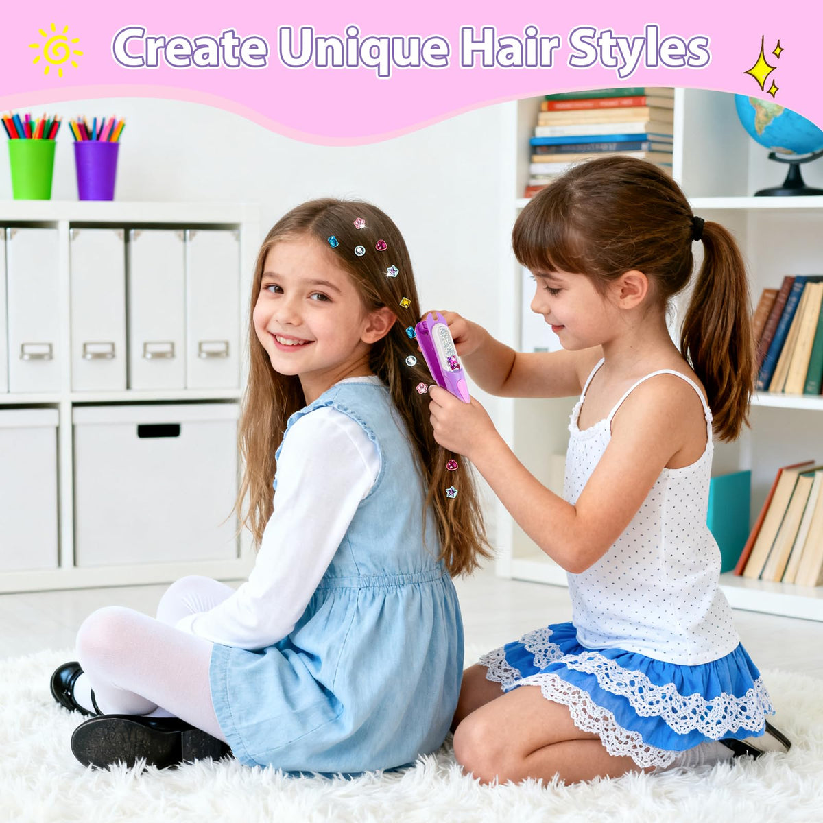 kidzkube Hair Gem Stamper Kit, Birthday Toys for Girls Ages 3-12