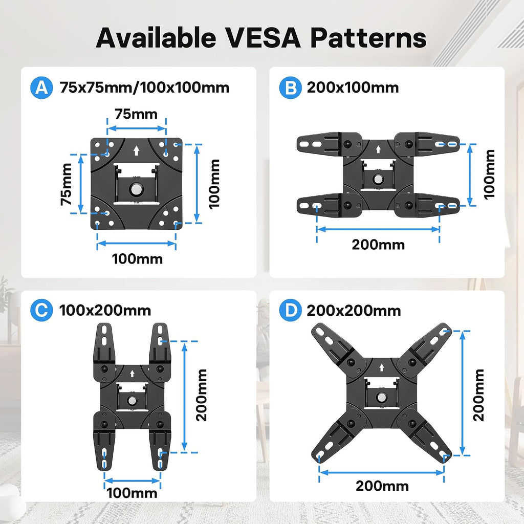 BONTEC TV Wall Bracket for 13-42 Inch TVs, Full Motion TV Wall Mount, 20 kg