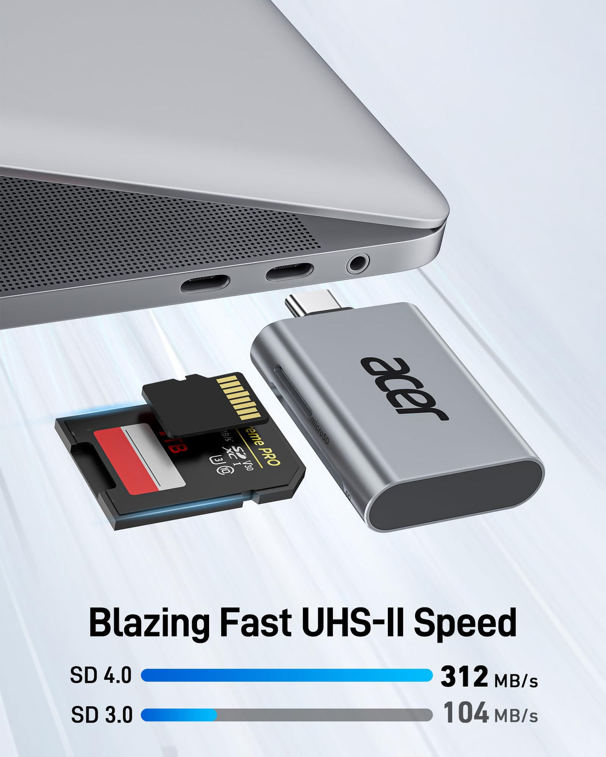 Acer SD Card Reader, USB C & USB 3.0 Memory Card Reader Adapter
