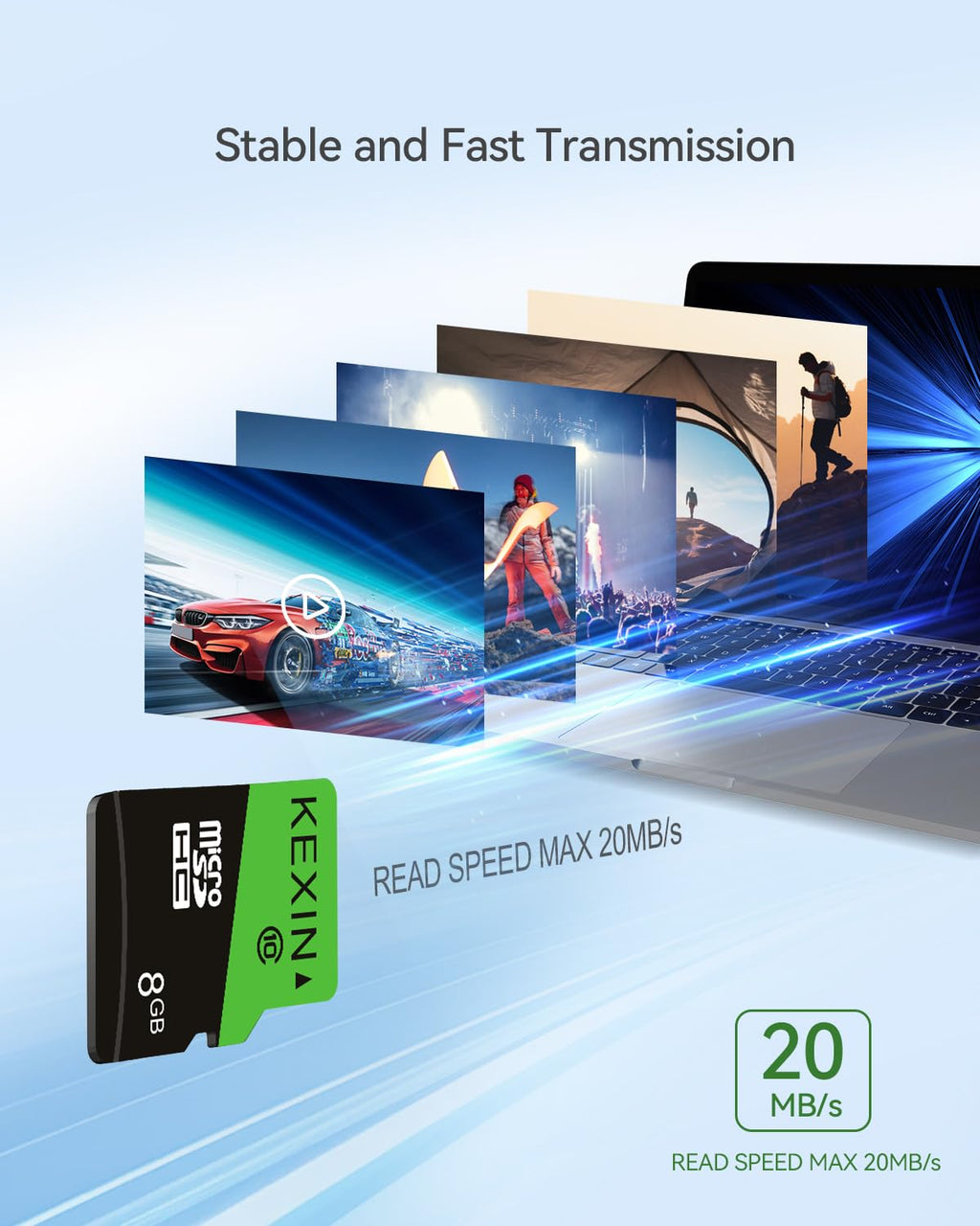 KEXIN Micro SD Card 8GB Pack of 5, MicroSDHC UHS-I Class 10, Mini SD Card, Memory Card for Smartphone, Tablet, Camera