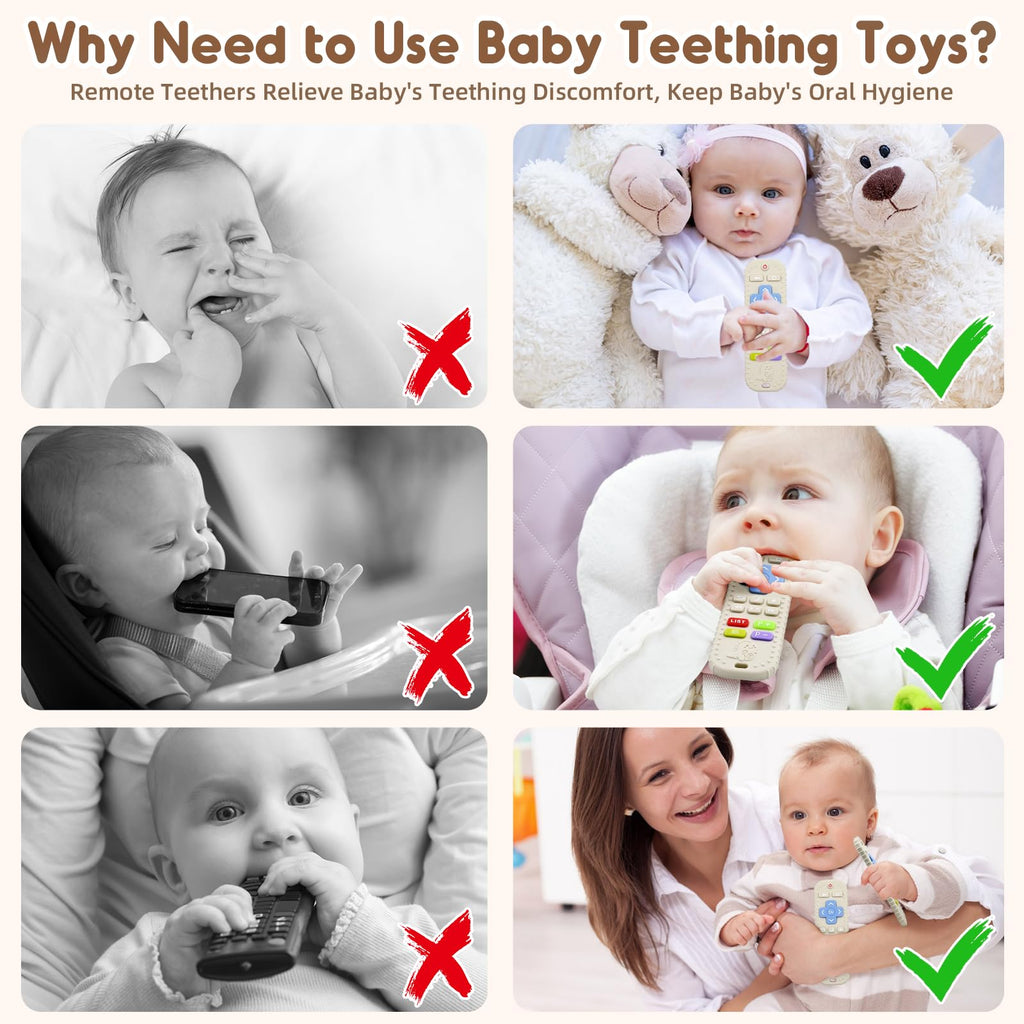 Teething Relief Teethers Toys for Babies 3-6 12 Months Gifts, Silicone Remote Control Baby Teether Bath Toys for 3 6 9 Months Newborn Infant Boy Girl Autism, Food Grade Silicone Sensory Toys, Black