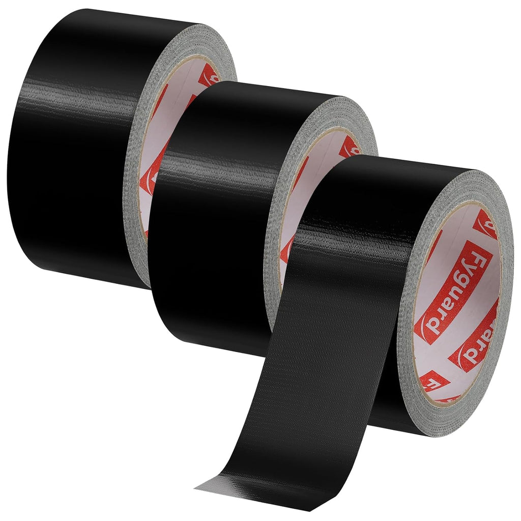 Black Duct Tape, 48mm x 54m (Pack of 3) Gaffer Tape Heavy Duty 8.5Mil