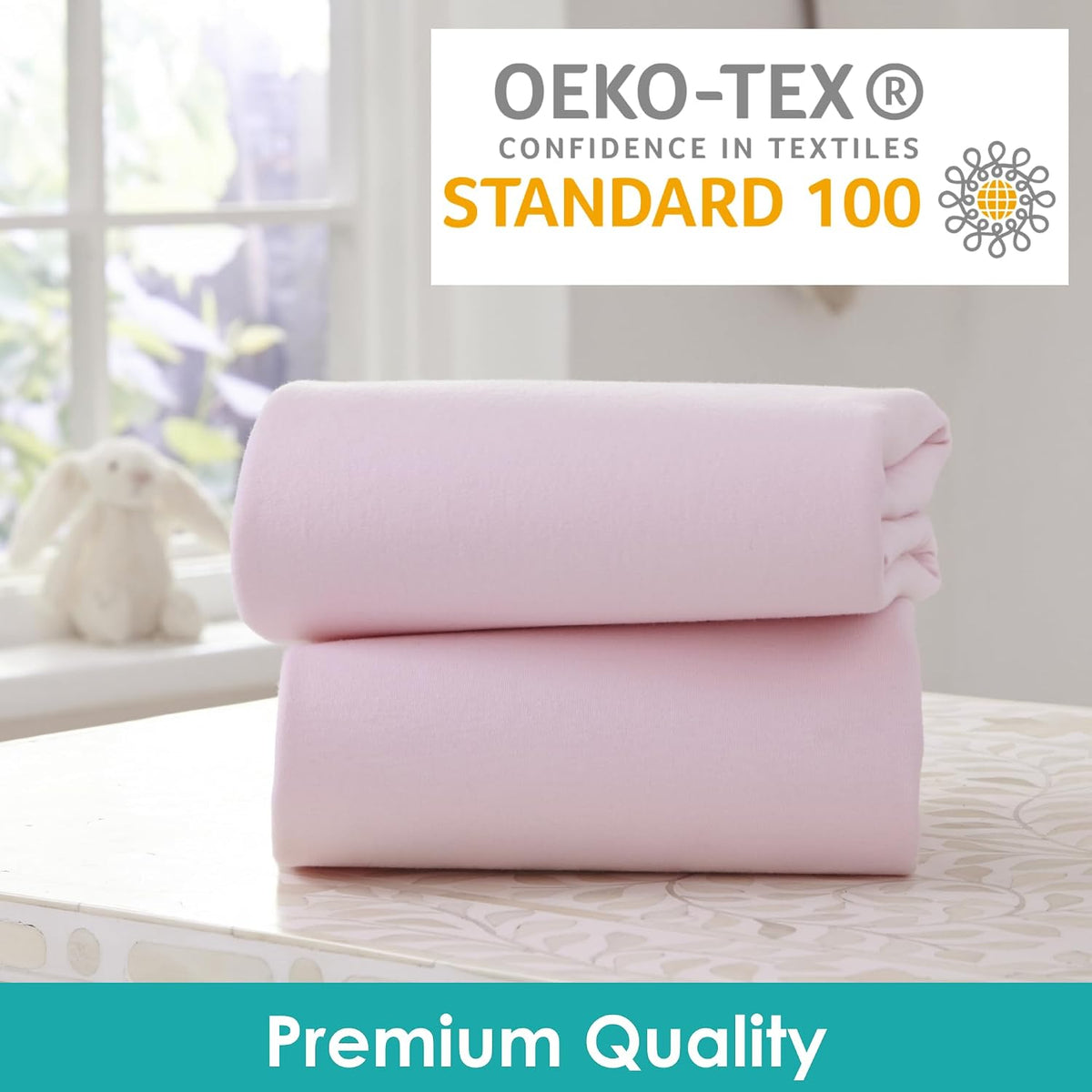 Clair de Lune 2 Pack Jersey Cotton Cot Bed Sheets 70 x 140 cm (Pink)