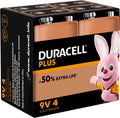 Duracell Plus 9V Batteries for smoke alarms Pack of 4