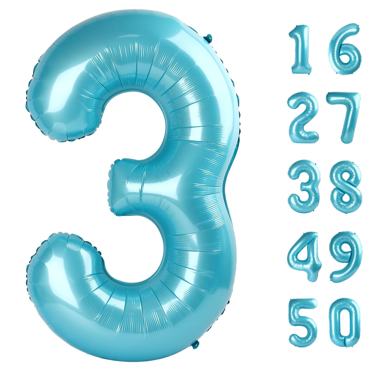 40 Inch Green Number 3 Balloons Foil Digital Helium Number Balloons