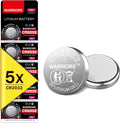 Warriors 5X CR2032 Batteries, 3V 240mAh Lithium Coin Batteries