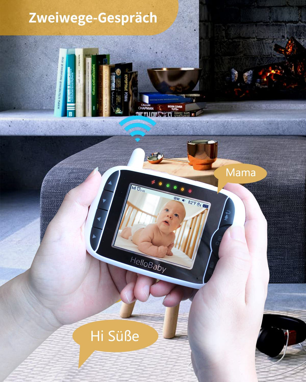HelloBaby Baby Monitor,29-Hour Battery Life,Upgrade Baby Monitor with Camera and Night Vision,No Wifi,355°/120° Remote Pan Tilt Camera 2x Zoom, ECO Mode,2-way talk,Up to 1000ft,Temperature