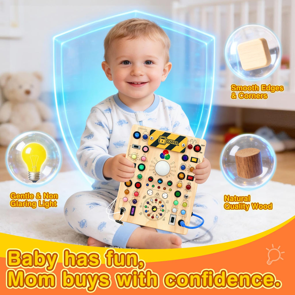 Grarain Busy Board for Toddlers - Montessori Educational Toy for 1-3 Year Old Boys & Girls | Travel-Friendly Sensory Learning Activity | Ideal for Kids with Autism(Busy Board v2)
