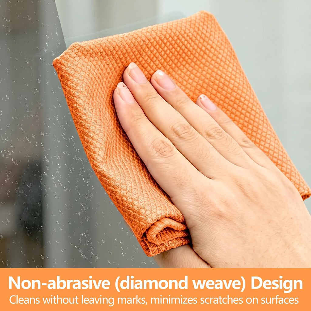 Magic Window Cleaning Cloth Fish Scale Streak Free Cloths – Pack of 6 Towels for Glass Mirrors Mix