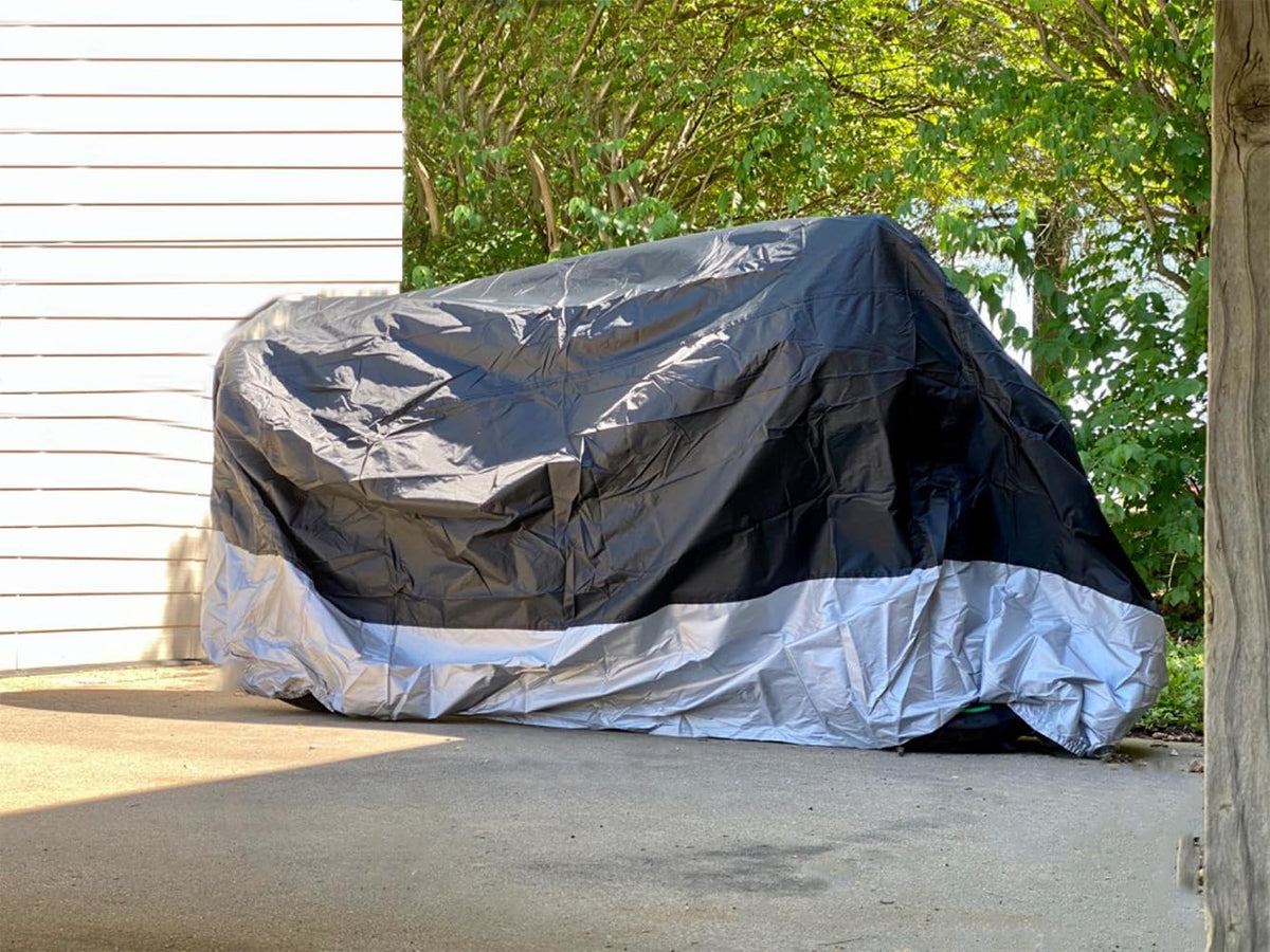 Motorcycle Cover Waterproof, Outdoor Motorbike Cover with Lock-Holes, All Season Protection Motorbike Vehicle Covers Fits up to 97" Motorcycles, Size 2XL - Black