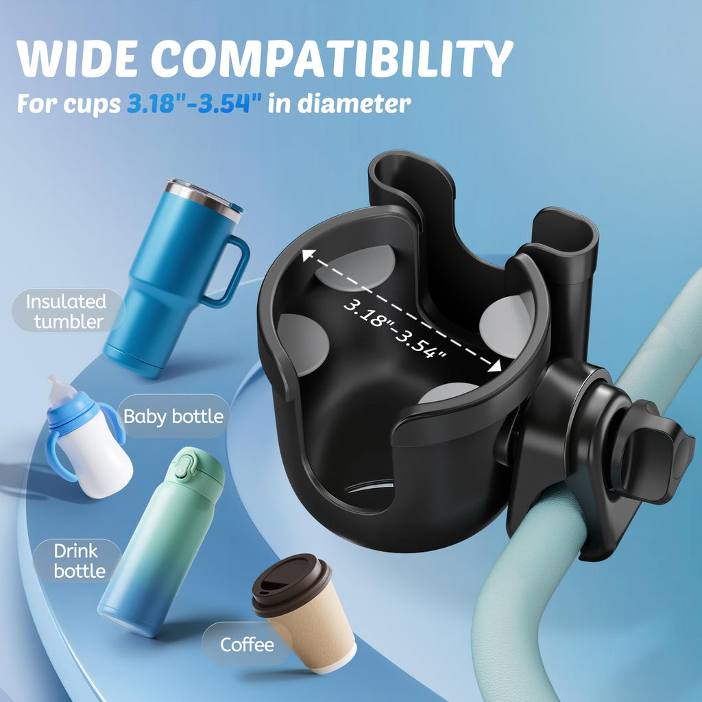 Wheelchair Cup Holder: Universal Cup Holder with Phone Holder for Pram Bike
