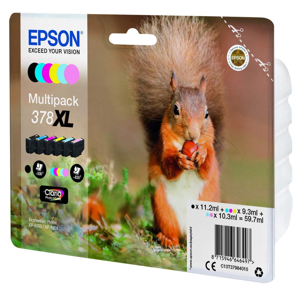 Epson 378 Black Squirrel Genuine, Claria Photo HD Ink Cartridge, Standard Capacity