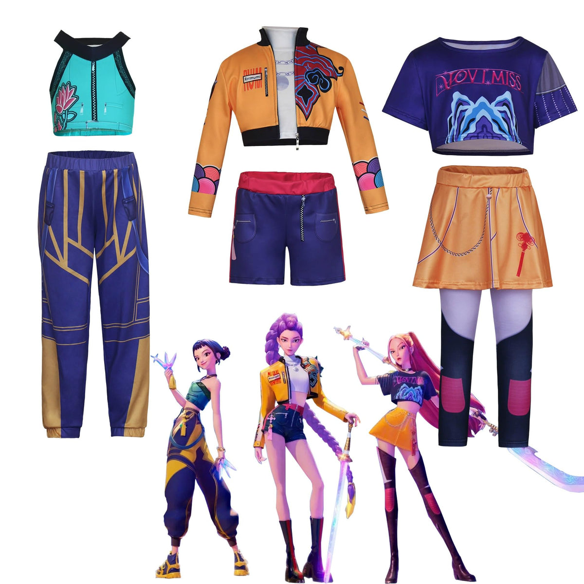 Demon Girls Cosplay Halloween Hunters Costume Top and Pants Set for 3–14 Yrs Events and Parties