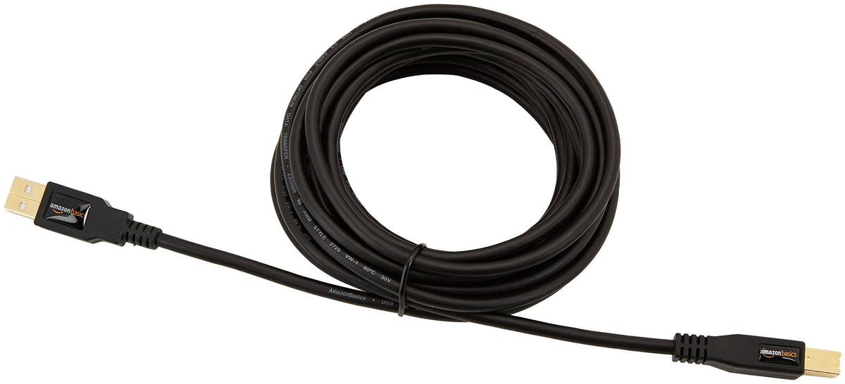 Amazon Basics USB Printer Cable, USB-A to USB-B 2.0, 1.8 m, Black