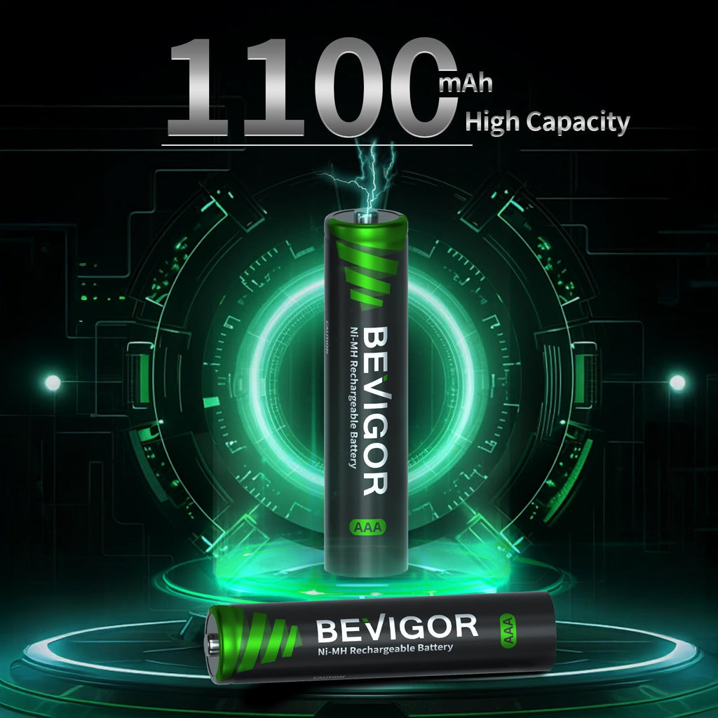 BEVIGOR AAA Rechargeable Batteries 24 Pack - 1100mAh 1500 Cycles High Capacity NiMH Rechargeable Battery AAA, 1.2V Low Self Discharge
