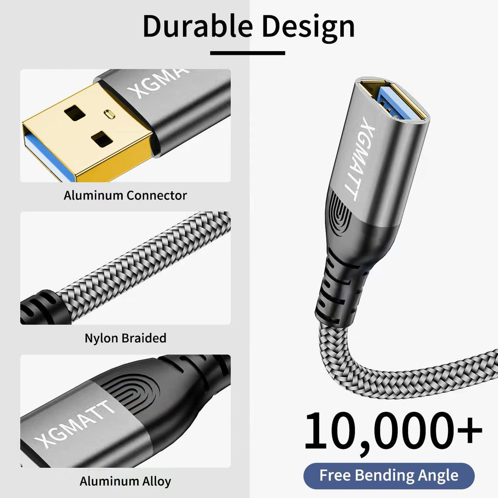 USB 3.0 Extension Cable 1M 2Pack USB Extender Male to Female,Black