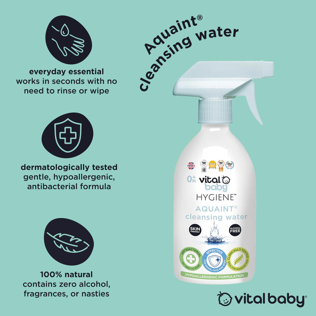 Vital Baby Aquaint Cleansing Water 50ml | Hypoallergenic, Antibacterial