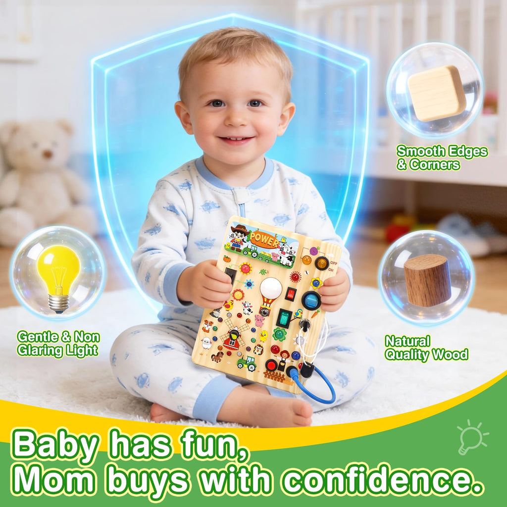 Grarain Busy Board for Toddlers - Montessori Educational Toy for 1-3 Year Old Boys & Girls | Travel-Friendly Sensory Learning Activity | Ideal for Kids with Autism(Busy Board v2)