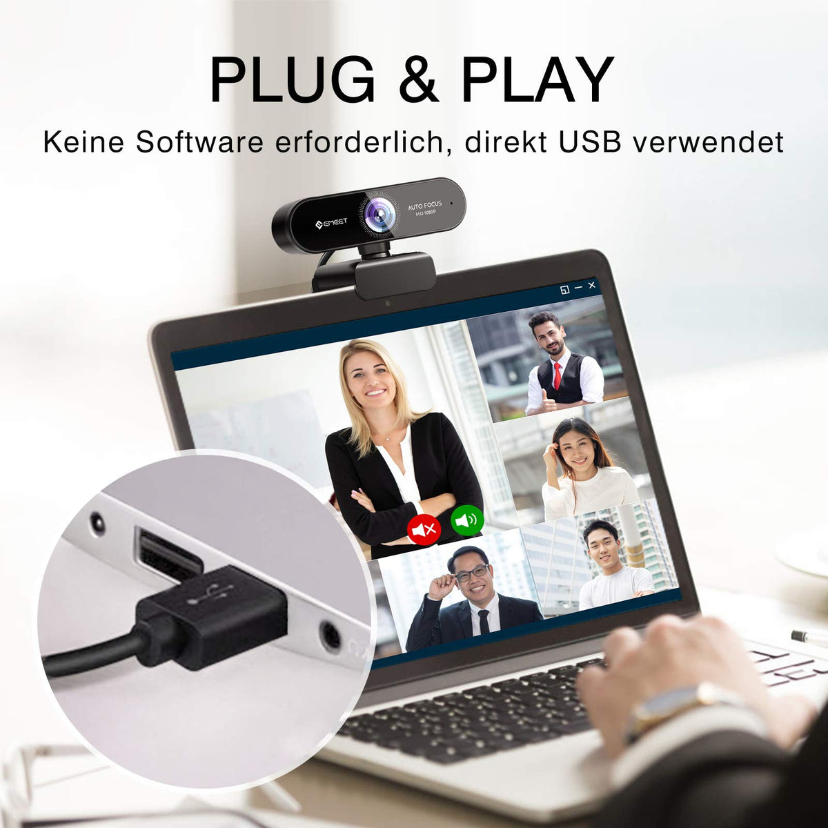 EMEET S600 4K Webcam for Streaming - Sony 1/2.55'' Sensor, PDAF Autofocus, 1080P@60FPS, 2 Noise Reduction Mics, Built-in Privacy Cover, 73° FOV, Streaming Camera for Live Commerce/Gaming/Beauty