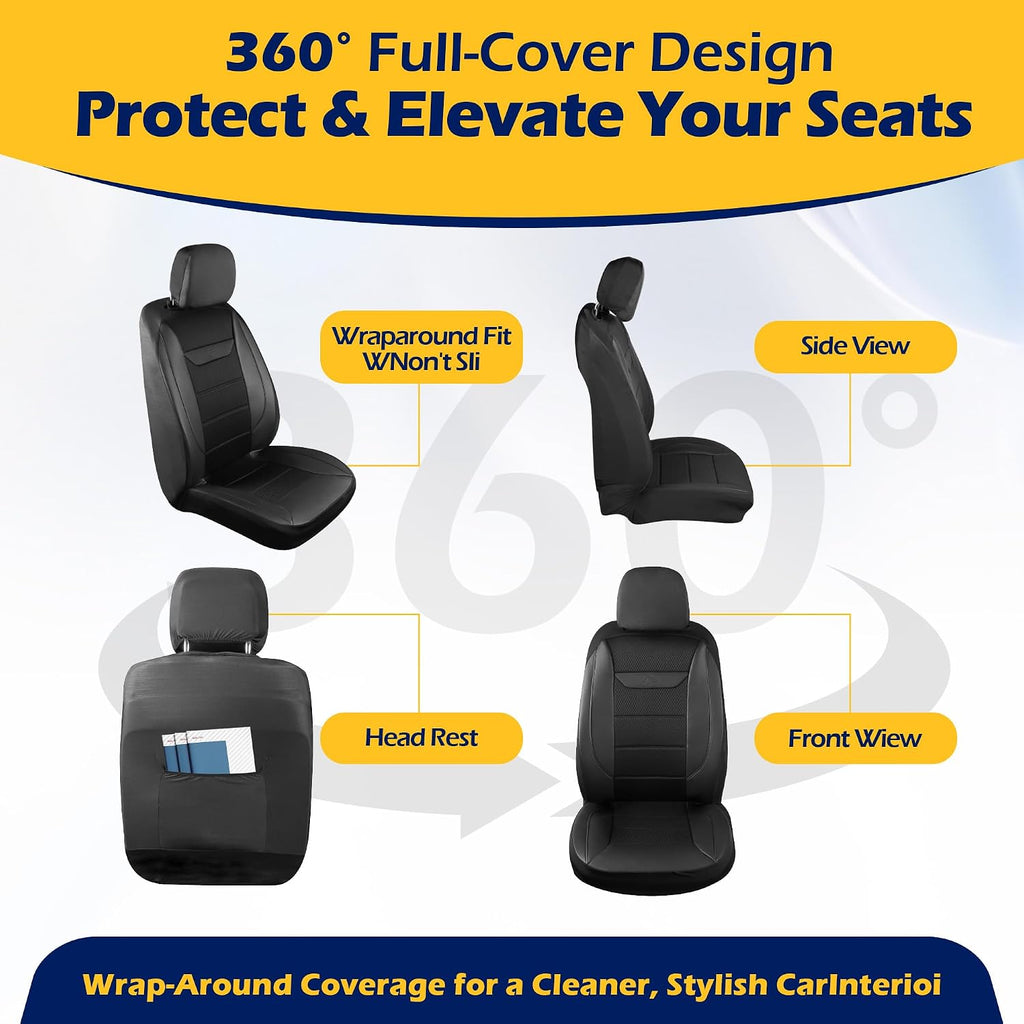 kingphenix 2 Pack Front Leather Car Seat Covers with Memory Foam