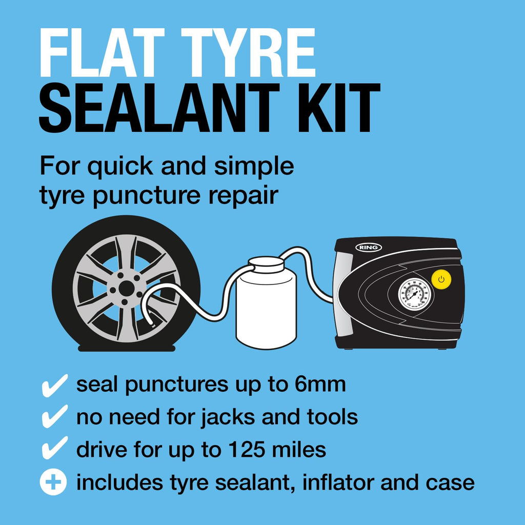 RING Flat Tyre Sealant, Quick & Easy Puncture Repair Kit