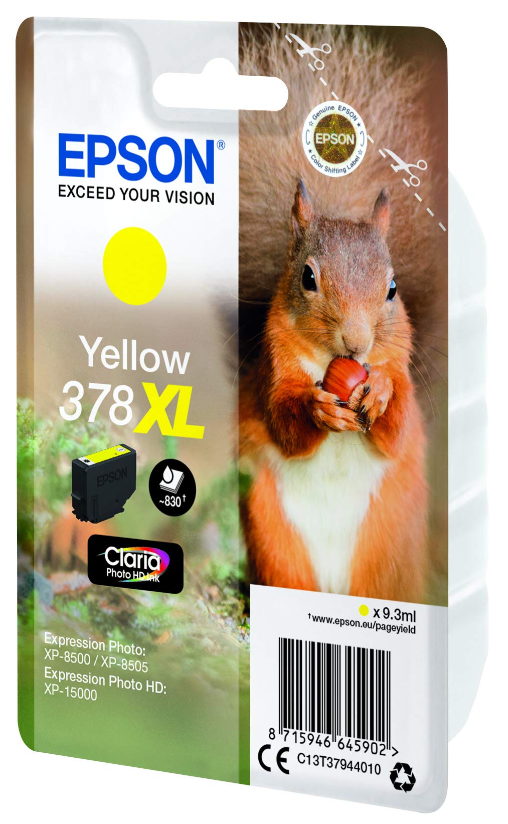 Epson 378 Black Squirrel Genuine, Claria Photo HD Ink Cartridge, Standard Capacity
