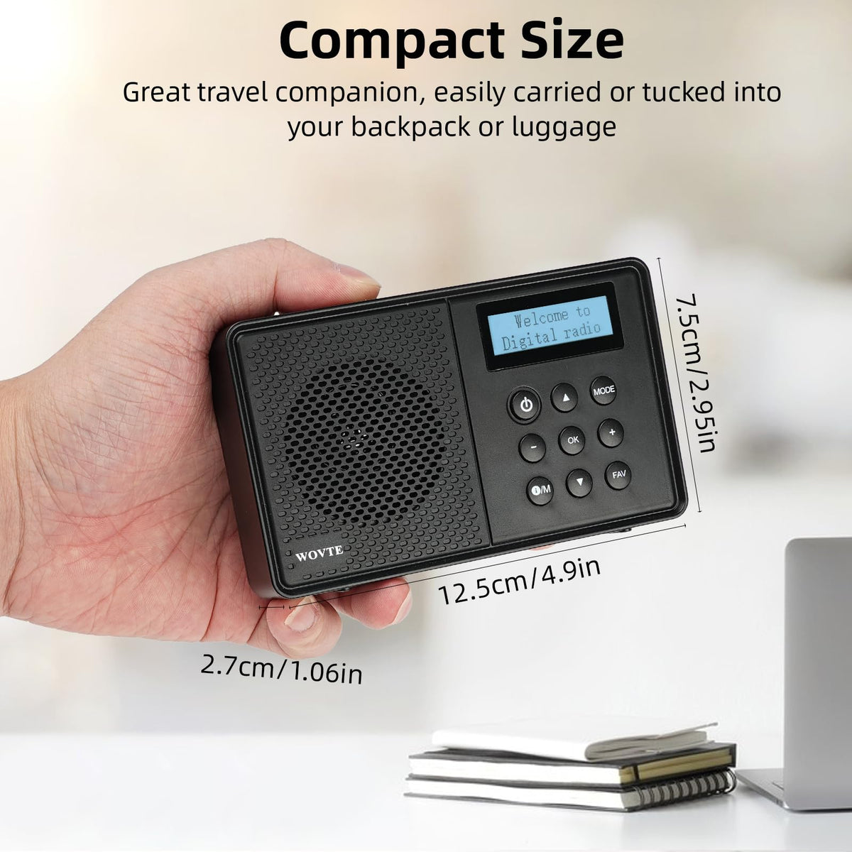 WOVTE Portable DAB/DAB+/FM Digital Colour Display Radio