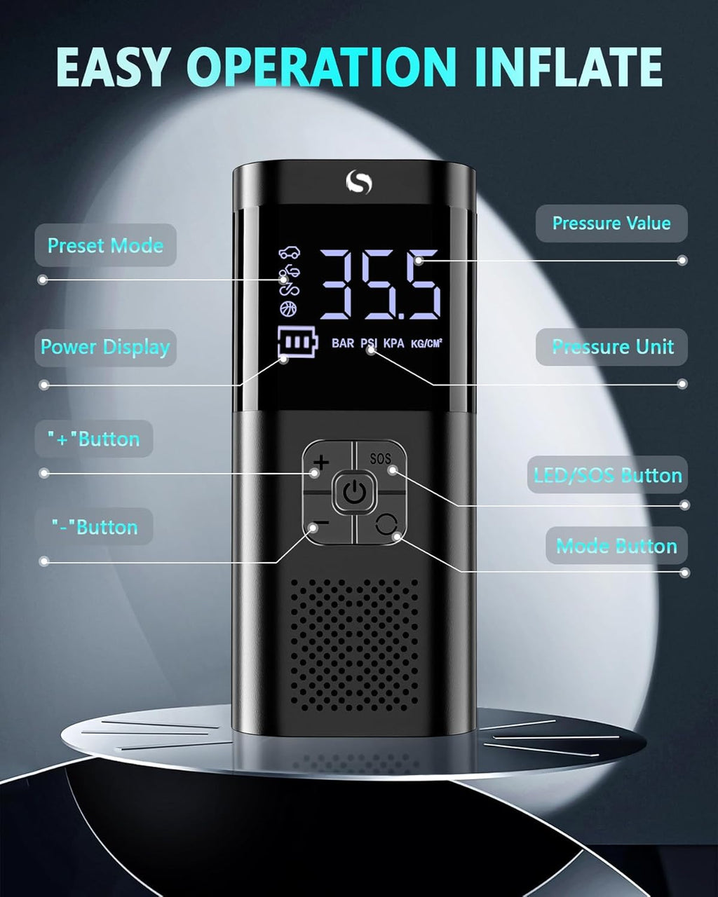 Car Tyre Inflator, Cordless Air Compressor